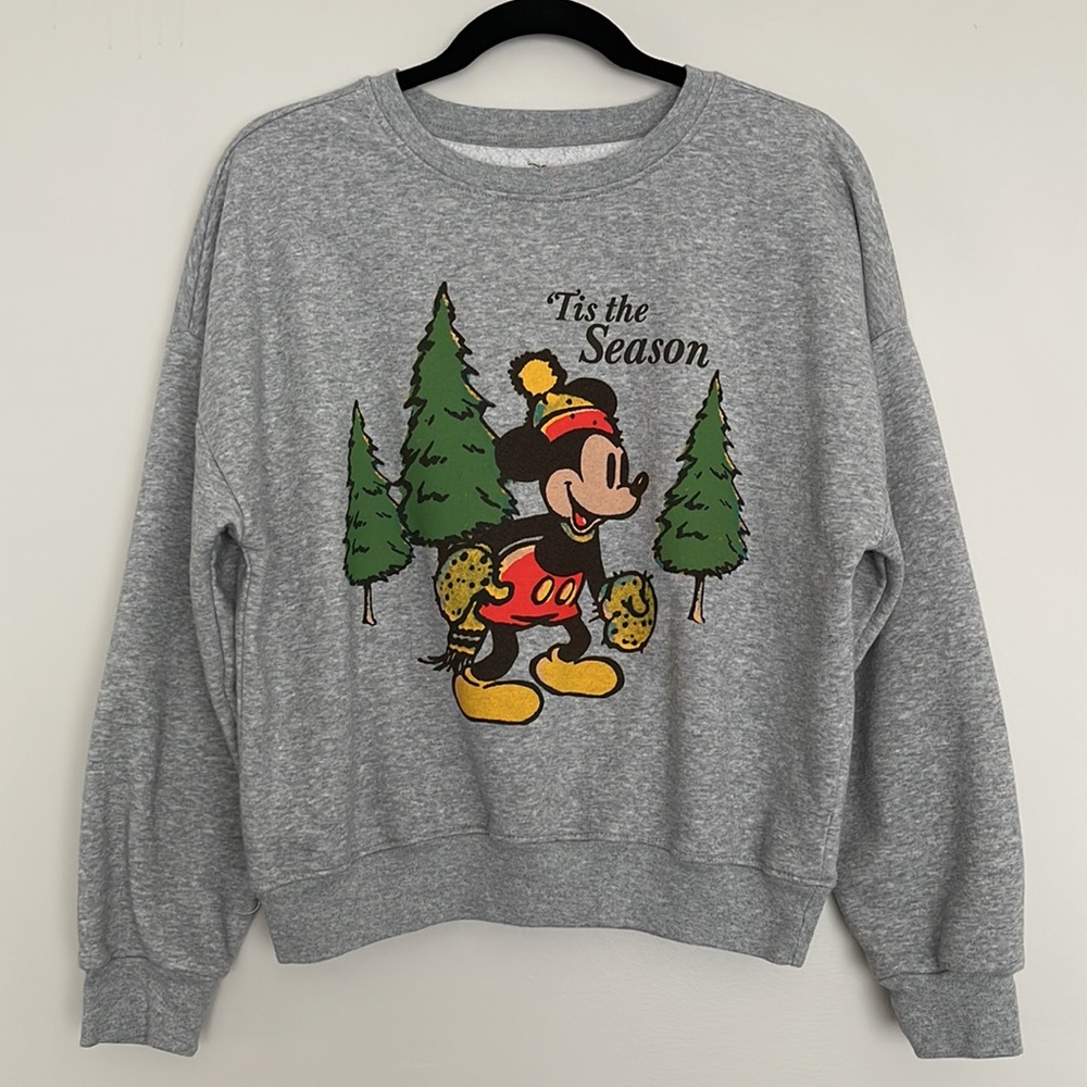 Disney Mickey Mouse Pullover Sweatshirt Womens Gray Size M